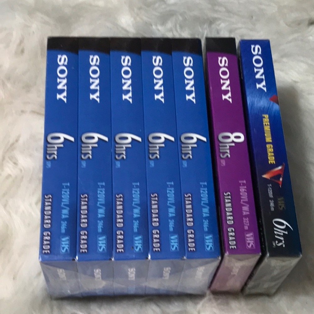 NEW Factory Sealed 7 blank Sony VHS tapes